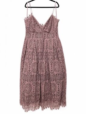 NWT ASOS Plus Size 16 Mauve Lilac Floral Lace Midi Dress Wedding Guest Boho